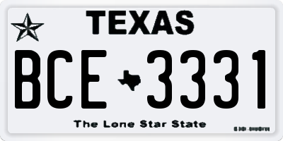 TX license plate BCE3331