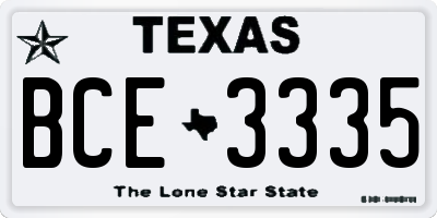 TX license plate BCE3335