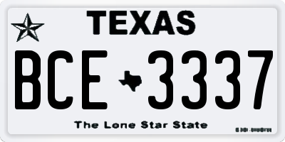 TX license plate BCE3337