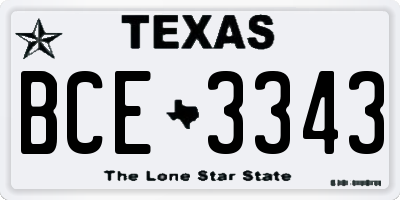TX license plate BCE3343