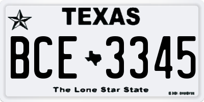 TX license plate BCE3345