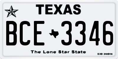 TX license plate BCE3346