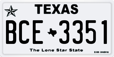 TX license plate BCE3351