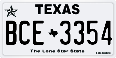 TX license plate BCE3354