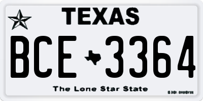 TX license plate BCE3364