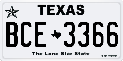 TX license plate BCE3366