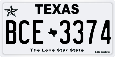 TX license plate BCE3374