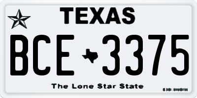 TX license plate BCE3375