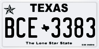 TX license plate BCE3383