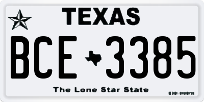 TX license plate BCE3385