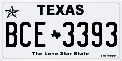 TX license plate BCE3393