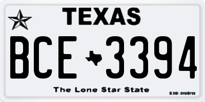 TX license plate BCE3394