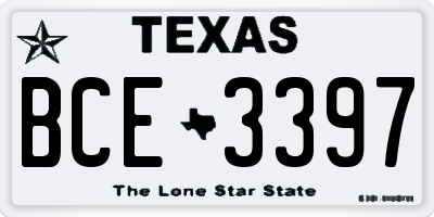 TX license plate BCE3397