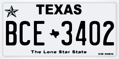 TX license plate BCE3402