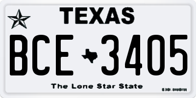 TX license plate BCE3405