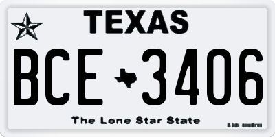 TX license plate BCE3406