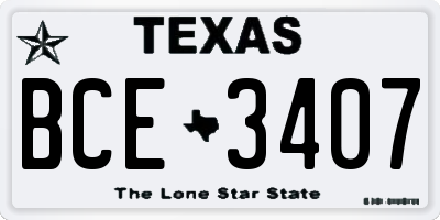 TX license plate BCE3407