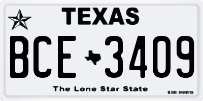 TX license plate BCE3409