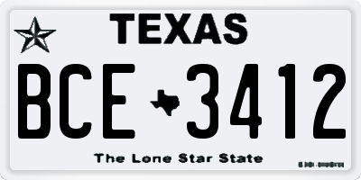 TX license plate BCE3412