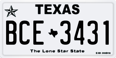 TX license plate BCE3431