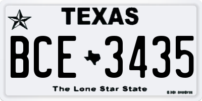 TX license plate BCE3435
