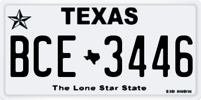 TX license plate BCE3446