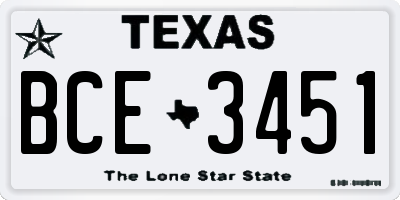 TX license plate BCE3451