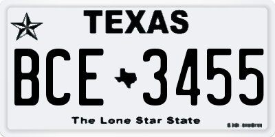 TX license plate BCE3455