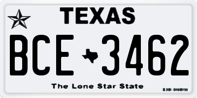 TX license plate BCE3462