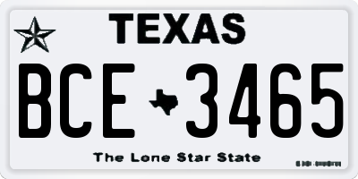 TX license plate BCE3465