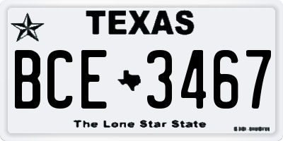 TX license plate BCE3467