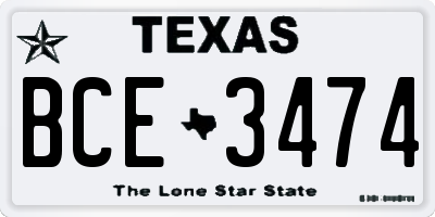 TX license plate BCE3474