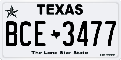 TX license plate BCE3477