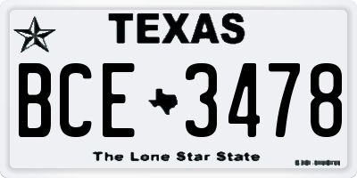 TX license plate BCE3478