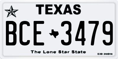 TX license plate BCE3479