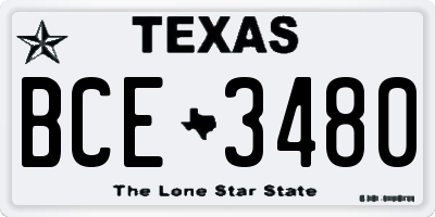 TX license plate BCE3480