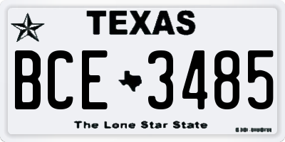 TX license plate BCE3485