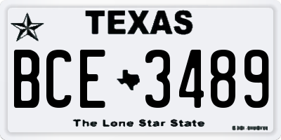 TX license plate BCE3489