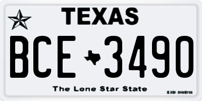 TX license plate BCE3490