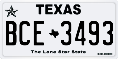 TX license plate BCE3493