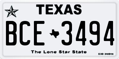 TX license plate BCE3494