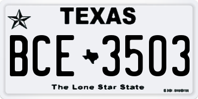 TX license plate BCE3503