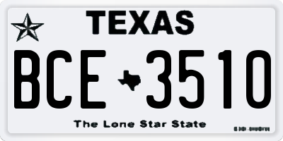 TX license plate BCE3510