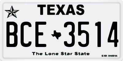 TX license plate BCE3514