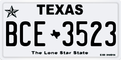 TX license plate BCE3523