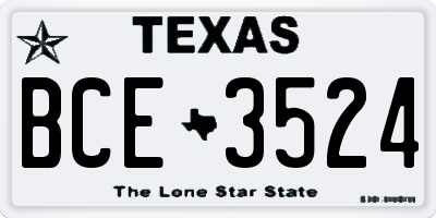 TX license plate BCE3524