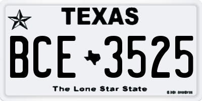 TX license plate BCE3525