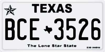 TX license plate BCE3526