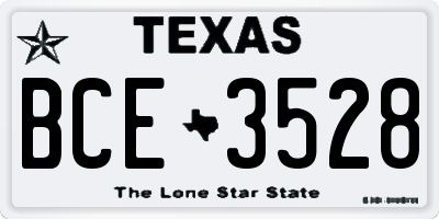 TX license plate BCE3528
