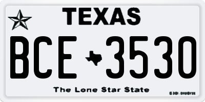 TX license plate BCE3530